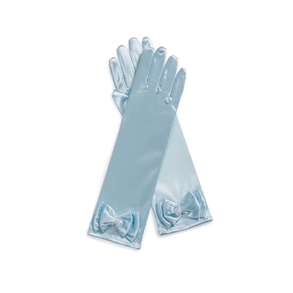 Lilla flickors prinsesshandskar (enfärgad lång armbågslängd) för födelsedag, bröllop, semester, kostymfest, ljusblå
