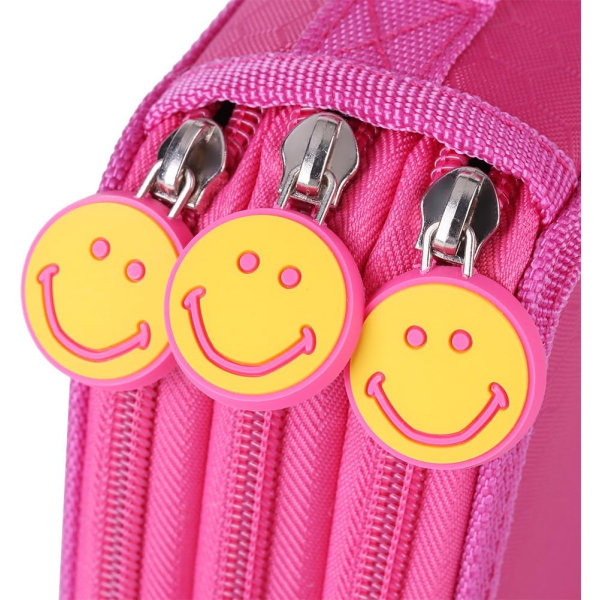 52 Slots Stor Kapacitet 3-lags Blyantpose Pen Etui, Kunst Blyantpose Pensler Taske Blyantarrangør Oxford Klud Tegning Maleri Opbevaringspung (Pink)