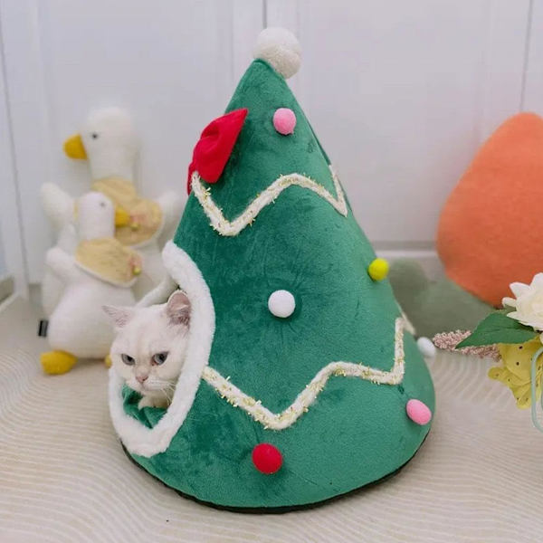 Jul Hundbädd Självvärmd Husmatta 2 i 1 Grott Söt Soffa Kattunge Koja för Liten Försörjning Grön,M
