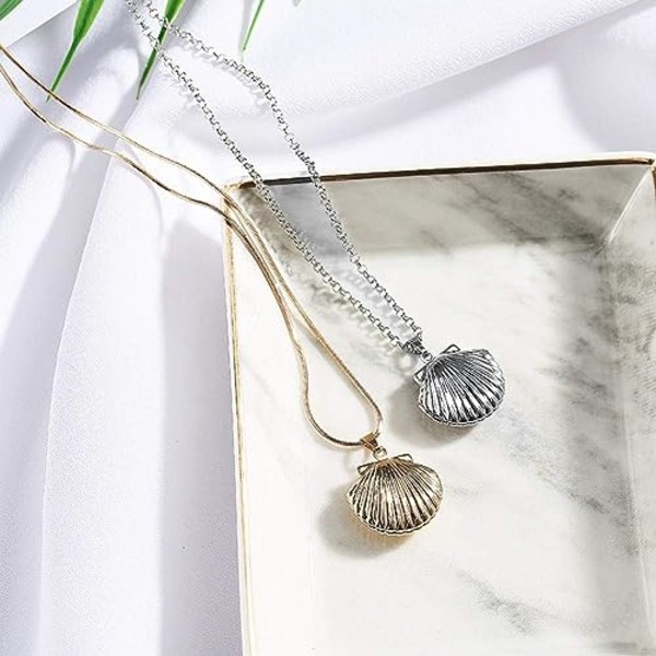 eashell Locket Charm Halskæde til Kvinder Piger, Nautisk Strand Hav Shell Stil, Justerbar Lang Kæde Choker Vedhæng Halskæder Smykker