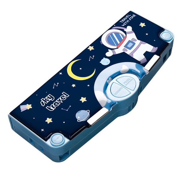 Multifunktions pop-up case, Kawaii söt tecknad pennask med saxlinjal, organizer (Astronaut)