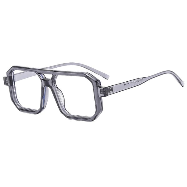 Personlige retro aviator solbriller med dobbeltbro til kvinder og mænd, stilrene og sofistikerede. Translucent gray frame with b