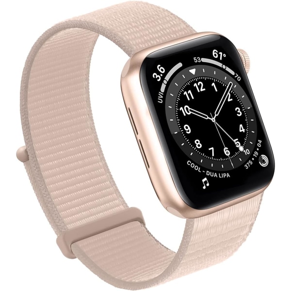 Kompatibel med Apple Watch Band, Dame Menn Sport Nylon Loop Strap for iWatch Series Ultra 8 7 6 5 4 3 2 1 SE (42/44/45/49 mm, Rose Pink)