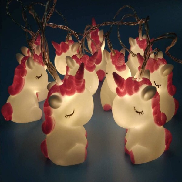 1,8M 10 LED Barnrum Söta djur Nattlampor för julbelysning Träd Dekorativa lampor Party Yard & Trädgård Barnrum Dorm Inredning (Enhörning)