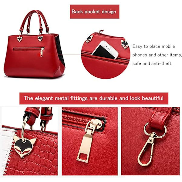 Håndtasker til kvinder Mode Damer Punge PU Læder Satchel Skulder Tote Tasker