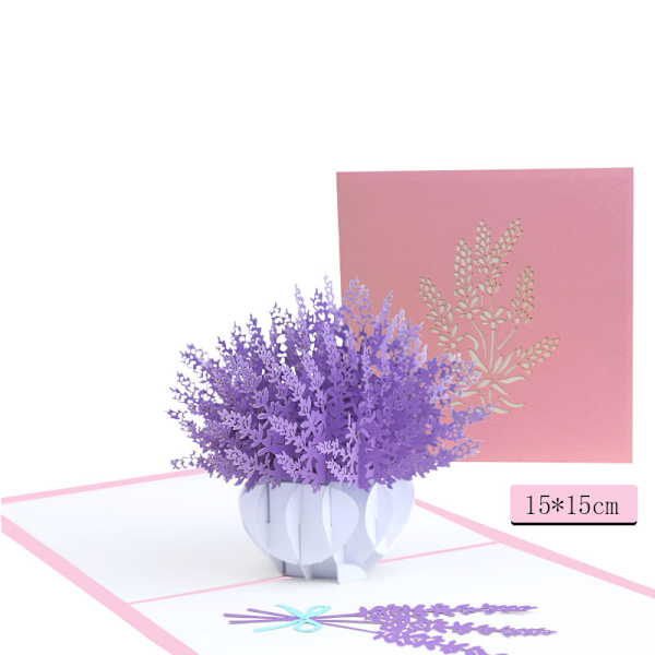 Ponnahtava laventelikortti, 3D-onnittelukortti äitienpäivään, ajattelen sinua, kiitos, kaikki tilaisuudet - miehelle, naiselle, vaimolle, aviomiehelle, tyttöystävälle, poikaystävälle