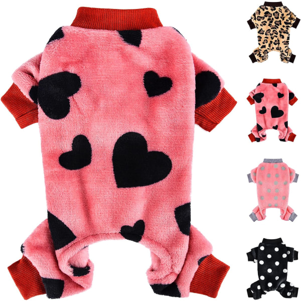 Chihuahua Pyjamas för små hundar Fleece Valp Pjs Onesie Vinter Varma Små Hundkläder Hundtröja Jumpsuits Söta Husdjurskläder Outfits -L
