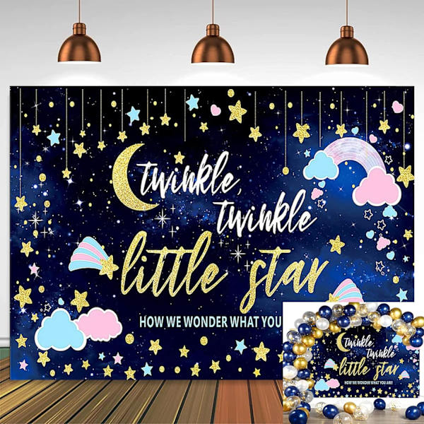 Kjønnsavsløring Fest Bakgrunn Fotografi Bakgrunn Rosa Blå Sky Banner Glitter Liten Stjerne Bursdag Baby Shower Bakgrunn 7x5ft