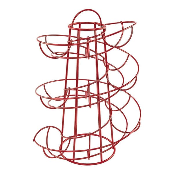 Eggedispenser, spiralformet eggspiraldesign, eggstativ oppbevarer rød KLB