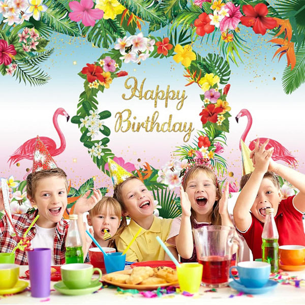 Tropisk Flamingo Fødselsdag Baggrunde Fødselsdag Banner Hav Palme Floral Baby Shower Dekorationer Banner Sommer Tropisk Hawaiiansk Baggrund 7x5ft