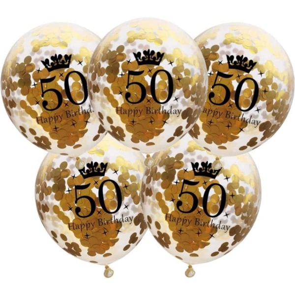 Nummerballonger 50. gull - 50-års bursdagsdekorasjoner Ballonger 12 tommer, 5 stk.