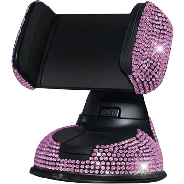 2 stk Crystal Rhinestone Mobiltelefonholder Diamond Mobiltelefonholder Bilnavigationsbeslag Sugeroterende koptelefonholder (farve: Pink)