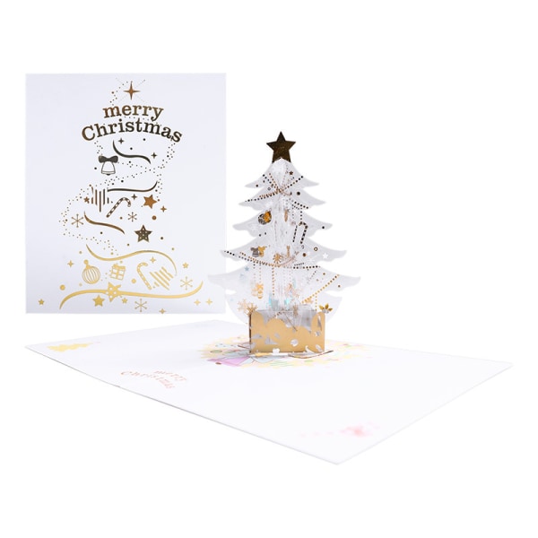 Krystalljule 3d-kort, håndlagde glade juletre pop-up gratulasjonskort for vinter, nyttår, julehøytid, julegavekort 6" X 5"