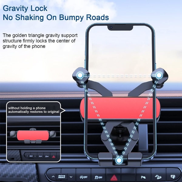 Biltelefonhållare, Gravity Universal Telefonhållare Smartphonehållare med Luftventil med 360° Rotation, för Phone12/12 Pro, Samsung