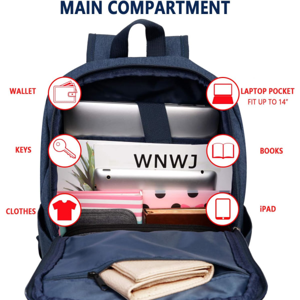 Afslappet rygsæk, skolerejserygsæk til bærbar computer til kvinder og mænd, Superbreak-rygsæk passer til turistvirksomhed (blå)