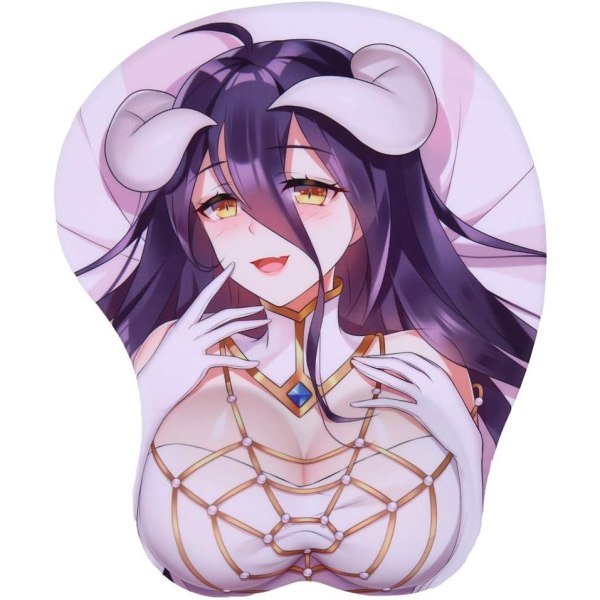 Overlord Nye Albedo 3D Musematte Jente Anime Musematte med Håndleddsstøtte 2-veis Hud (Overloard Nye)