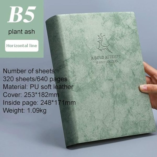 Foret Journal Notebook - B5 Bredt Linjeret Notebook Tykt Journal til Skrivning, 80gsm Linjeret Papir, Læder Blødt Omslag, til Kvinder Mænd Arbejde Kontor Skole