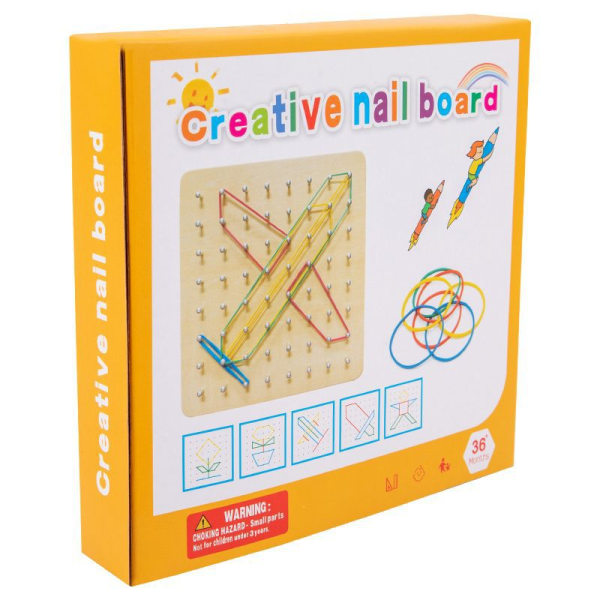 Træ Geoboard Matematisk Manipulativ Array Blok Geo Board - Grafisk Læring Legetøj med 30 stk Mønsterkort