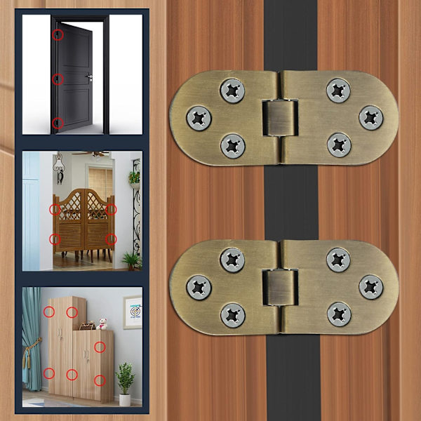 Folding Table Hinges Folding Connector 180 Degree Folding Stainless Steel Furniture Fitting, 4 Pcs