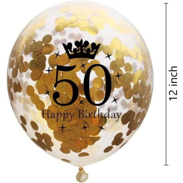 Nummerballoner 50. guld - 50-års fødselsdagsdekorationer Balloner 12 tommer, 5 stk.