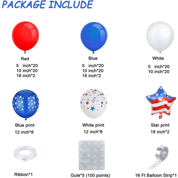 145 kpl Punainen valkoinen ja sininen Balloon Garland Kit Nautical Party Baseball Theme Party Baby Shower -juhlakoristeisiin