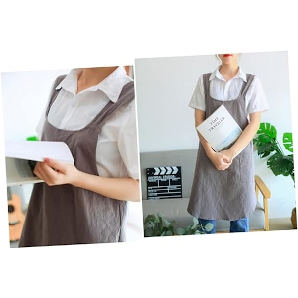 1 kpl pinafore-esiliina pinafore-mekko polyesteriesiliinat puutarhanhoitoesiliinat keittiön ruoanlaittoesiliina keittiö, 72 × 27 cm, harmaa