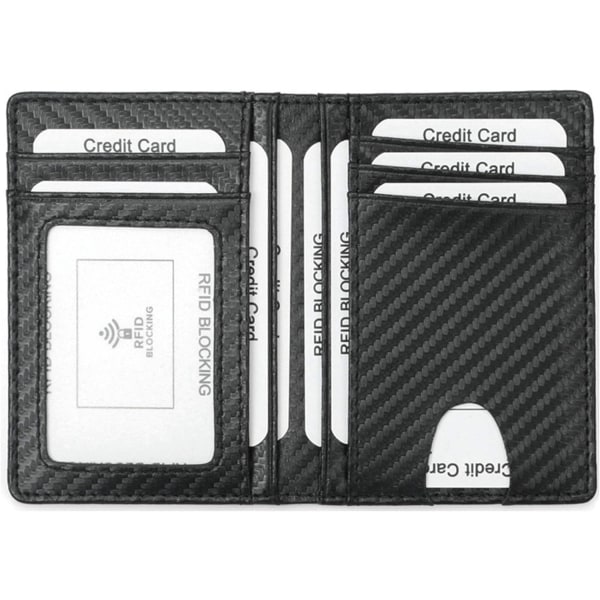 Minimalistisk plånbok med framfickor - RFID-blockerande Slim Bifold-plånbok i äkta läder för män kvinnor
