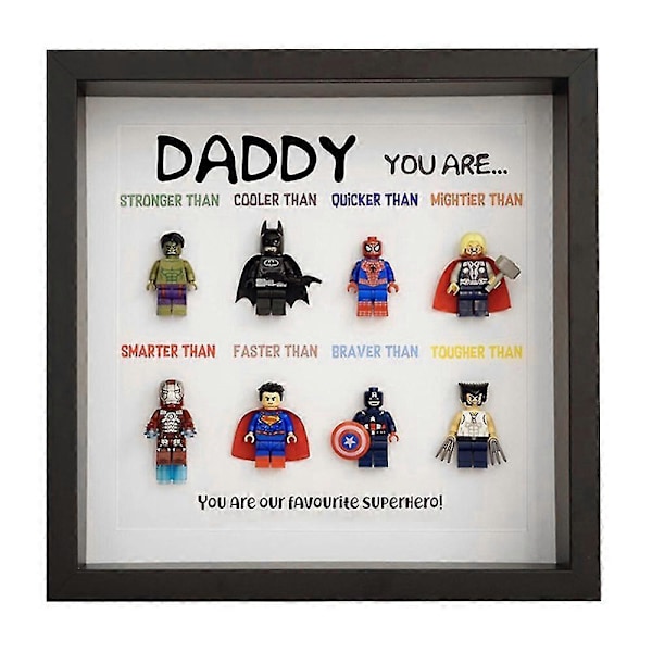 Superhelt Bilderamme Veggkunst Retro Tegneseriefigur Familie Dekor Black 8 People