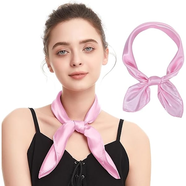 Sidenkänsla Halsduk Kvadratisk Chiffon Halsduk Enfärgad Bandanas Retro Halsdukar för Kvinnor Halsduk Handväska Halsduk