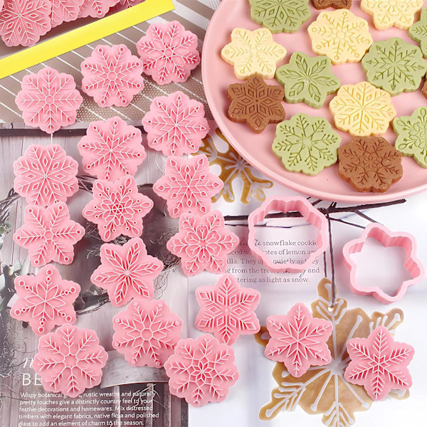 Jul Cookie Cutters, 9-delad 3D Cookie Cutter Mold, Jul Cookie Cutters, Plast Cookie Cutters, Biscuit Jul Mold, B