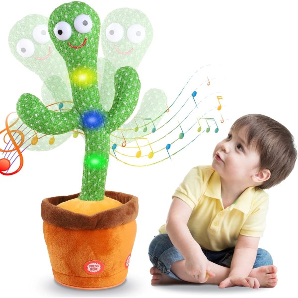 Dansende, snakkende kaktus Baby-hermende leker med LED 120 engelske sanger, syngende musikalsk leke (lydopptak og gjenfortelling)