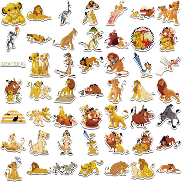 50 stk. The Lion King tegneserie klistermærker til børn, anime film vandtætte vinyl klistermærker til vandflasker Scrapbook Laptop Telefon Notebook Skateboard Cykel