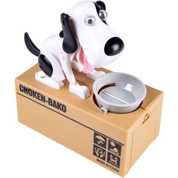 Piggy Bank, My Dog Piggy Bank, Robotic Coin Munching Toy Money Box, Saving Money Coin Bank (hvit)