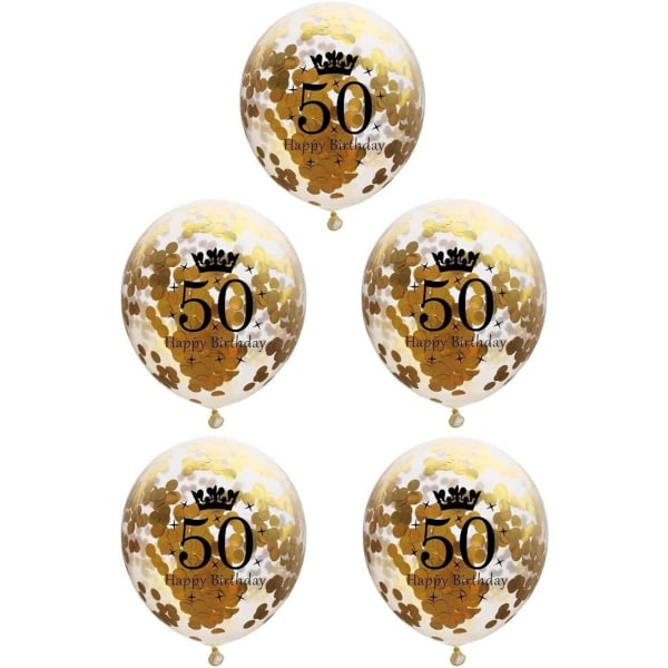 Nummerballonger 50. gull - 50-års bursdagsdekorasjoner Ballonger 12 tommer, 5 stk.