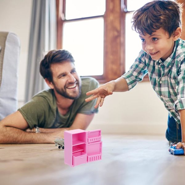 1:12 skala minikylskåp, dockhusmöbler miniatyrdockhusmöbler för dockhuskök (rosa)