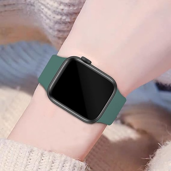 Apple Watch kanssa yhteensopivat rannekkeet 38mm 40mm 41mm, vaihtopehmeä silikoni, urheiluvarusteiden rannekkeet naisille miehille (männynvihreä)