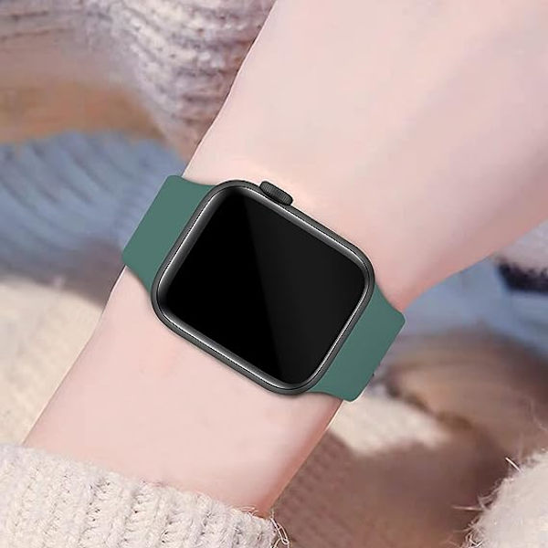 Rannekkeet yhteensopivat Apple Watch 38mm 40mm 41mm kanssa, Vaihto Pehmeä Silikoni Urheilu Lisävaruste Ranneke Rannekkeet Naisille Miehille（Männynvihreä）