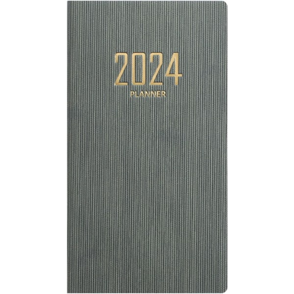 2024 Planner A6 Planner Notebook Fake Leather Cover Tjock Smooth Writing 2024 Agenda Notebook för Home Office School, MÖRKGRÖN, 2st