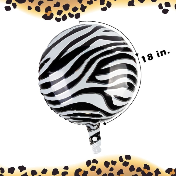 20 stycken runda aluminiumfolieballonger Tiger leopard Zebramönster Heliumballong Djungel Djur Festmaterial Vilda print , 18 tum