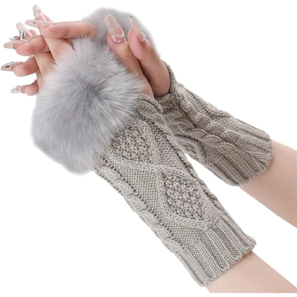 2 Pairs Mittens for Women -Winter Gloves - Sleeves for Women - Warm - Unisex - for Holding Women - Stretchy Cuffs,C