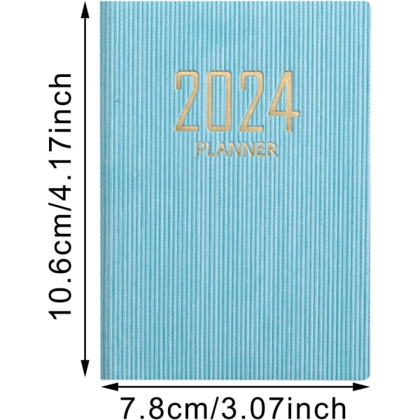 2st, 2024 Planner 2024 Kalender 12 Månadersplanerare 2024-2025 Daglig vecko- och månadsagenda Notebook A7 PU- cover（MÖRKGRÖN）