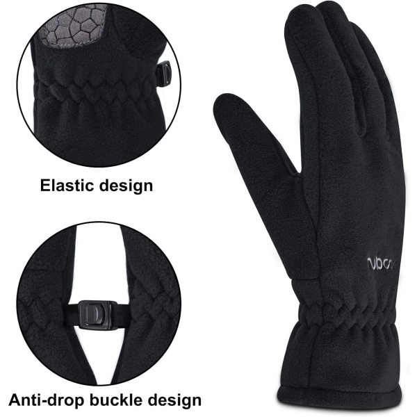 Børns termiske handsker vinter polar fleece touchscreen handsker til drenge piger skridsikre varme børnehansker udendørs isolerede, sort, L