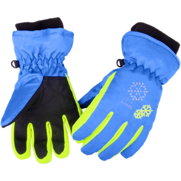 Barn Barn Skidhandskar Vintersnöhandskar Vattentäta vintervarma handskar för snowboard, pulka, blå, S