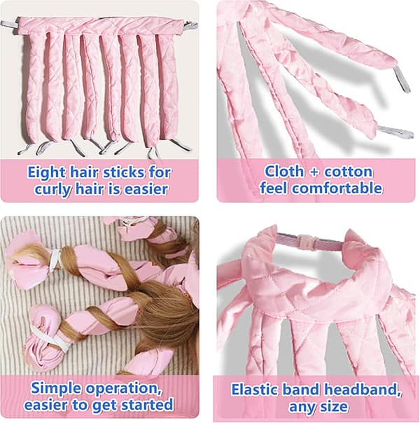 Blæksprutte Hår Curlers (Pink), Varmeløse Krøller Varmeløst Hår