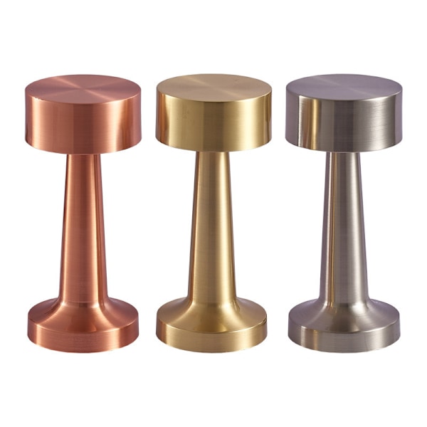 Metall Bordlampe LED Oppladbar Skrivebordslampe Nattlys USB Trådløs Berøring Restaurant Bar Soverom Dekorativ Stemningsbelysning Silver