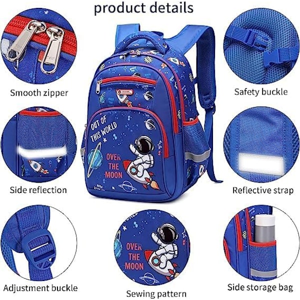 Lasten reppupoika, päiväkoti, esikoulu, moniosastoinen reppu, rintahihna, sivutaskut