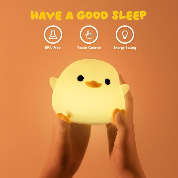 LED Cute Bean Duck yövalo, söpö eläinsilikoninen lastenhuone yövalo Ladattava pöytälamppu Yövalaisin kosketusanturilla makuuhuoneisiin