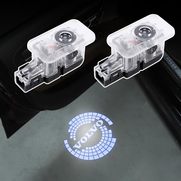 2kpl Auton ovien lätäkkövalot Volvo XC90 XC60 XC40 S90 S60 V90 V60 tervetulovalotarvikkeet Auton oven LED-valologoprojektori (A-tyypin logo)