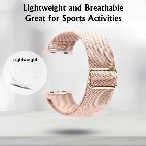 Strekkbart klokkebånd kompatibelt for Apple Watch-bånd 41 mm 40 mm 38 mm Komfortabelt justerbart sportsbånd for kvinner, menn - lys rosa