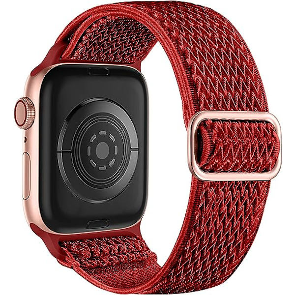 Joustavat rannekkeet, jotka ovat yhteensopivia Apple Watch -rannekkeiden kanssa, venyvä Solo Loop -pehmeä nailonranneke naisille ja miehille/punainen/koko: 42/44/45 mm